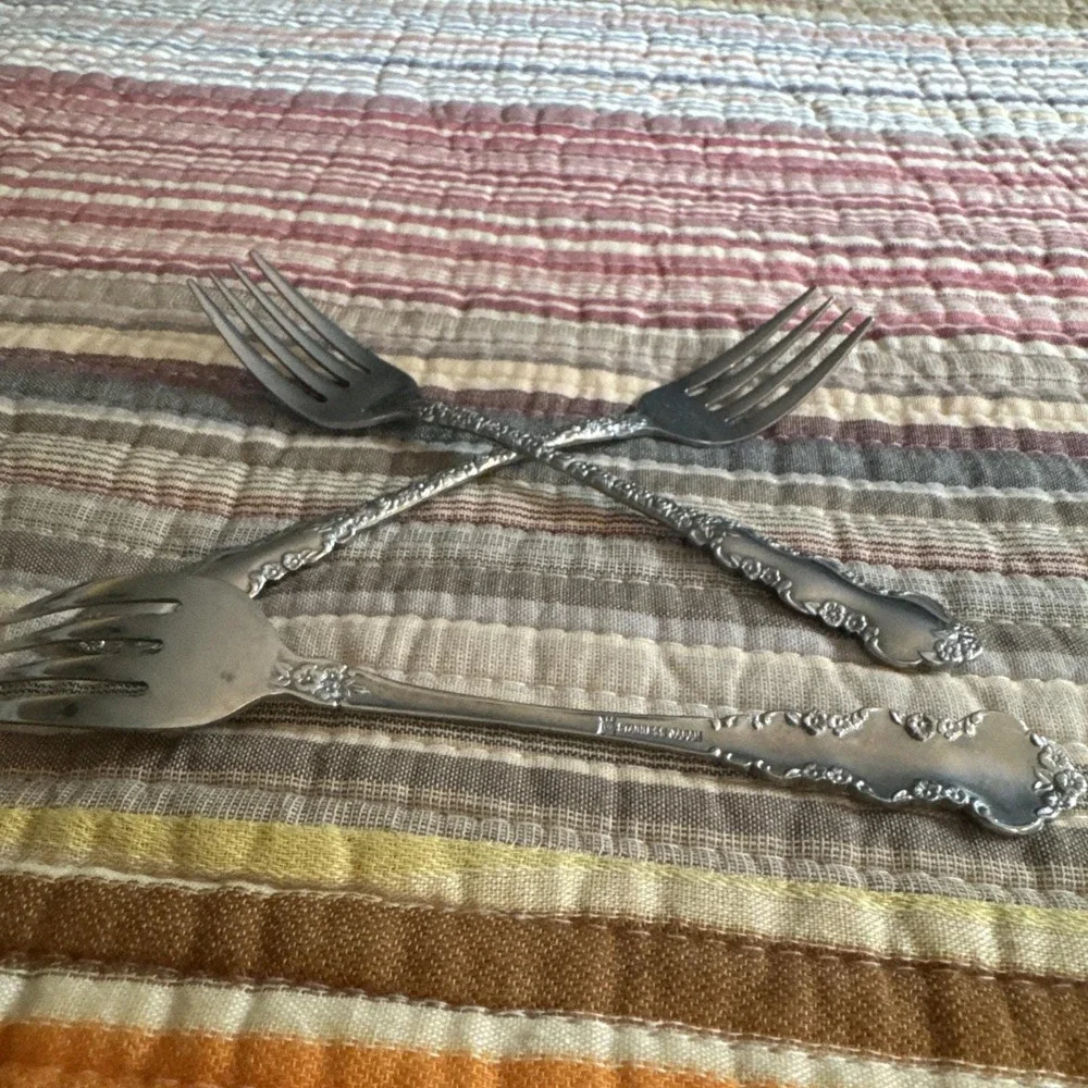 Vtg Stanley Roberts Japanese Stainless Steel Floral Flatware